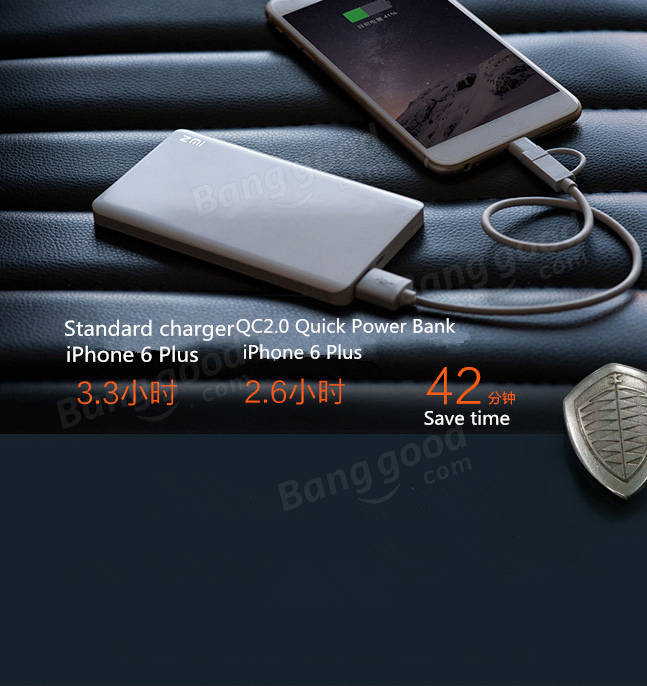 Xiaomi ZMI QB805 5000mAh 8.65mm QC2.0 Quick Charge Power Bank for iPhone Xiaomi  