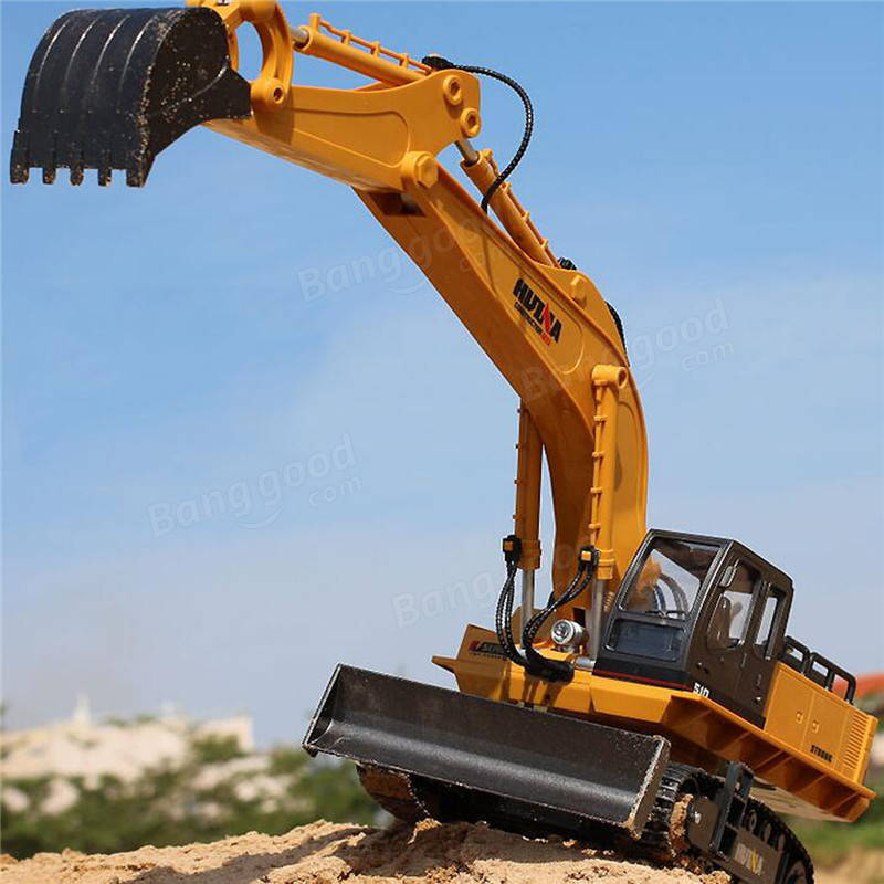 HuiNa 1510 1/16 2.4G RC Car Metal Excavator 11 Channels 680 Degree Rotation Engineering Truck Toys